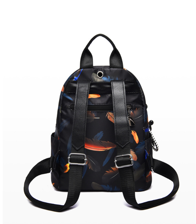 Fashion casual waterproof college style light weight sport feather pattern women oxford backpack
