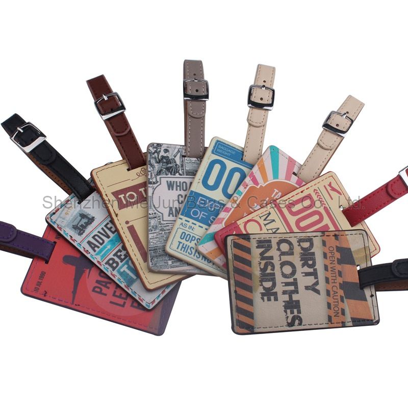 Europe and United States colorful rectangular PU luggage tag card clip luggage card aircraft boarding card luggage stitching label