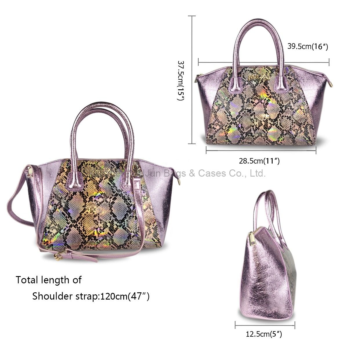 Women's Fashion can hand B/L shoulder oblique mirror PU magic color snake print bag for women