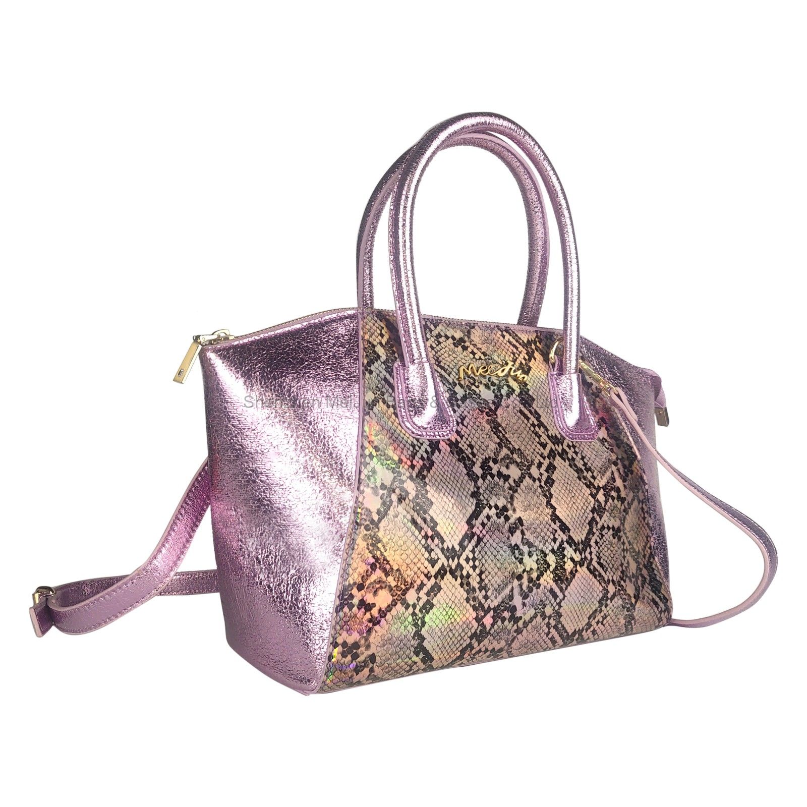 Women's Fashion can hand B/L shoulder oblique mirror PU magic color snake print bag for women