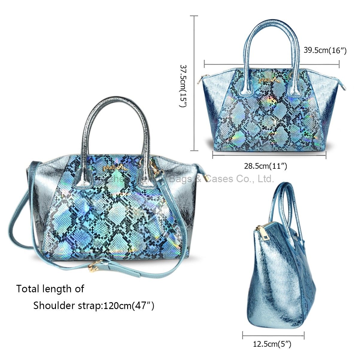 Women's Fashion can hand B/L shoulder oblique mirror PU magic color snake print bag for women