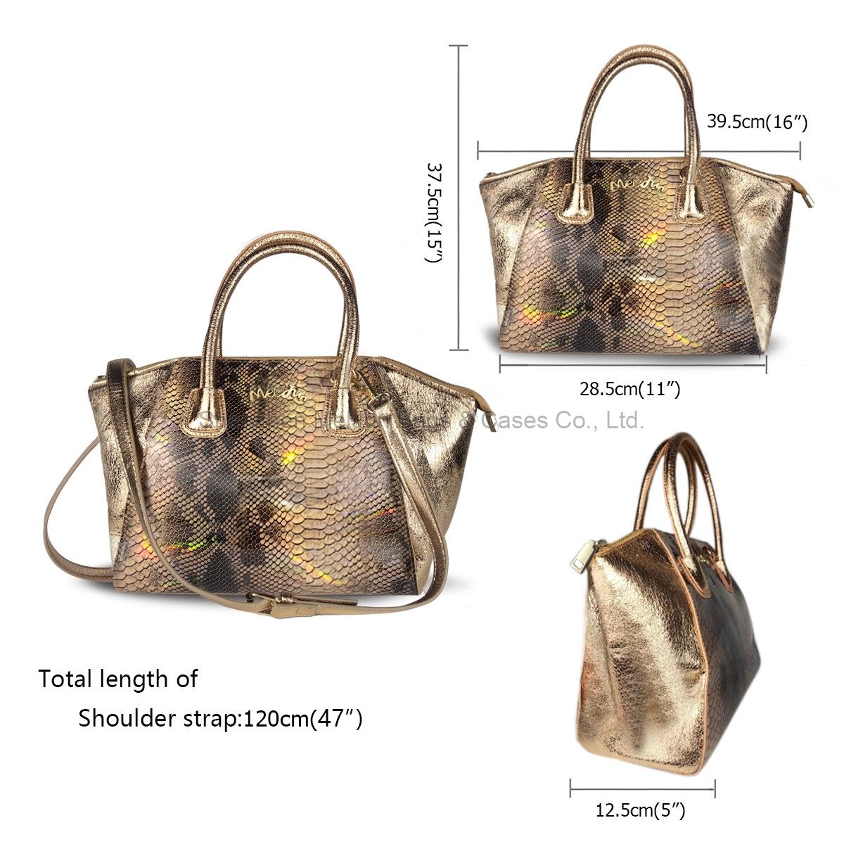 Women's Fashion can hand B/L shoulder oblique mirror PU magic color snake print bag for women