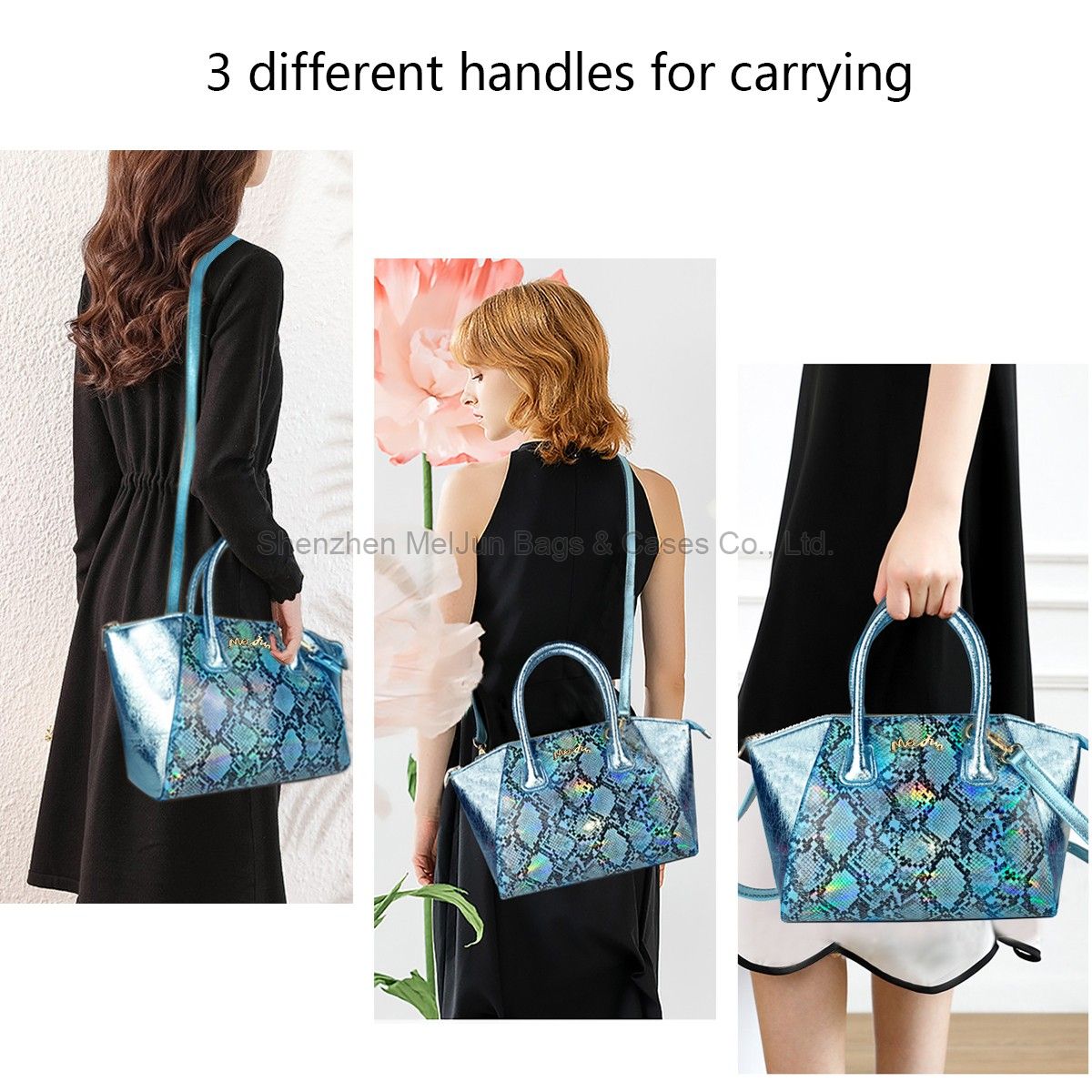 Women's Fashion can hand B/L shoulder oblique mirror PU magic color snake print bag for women