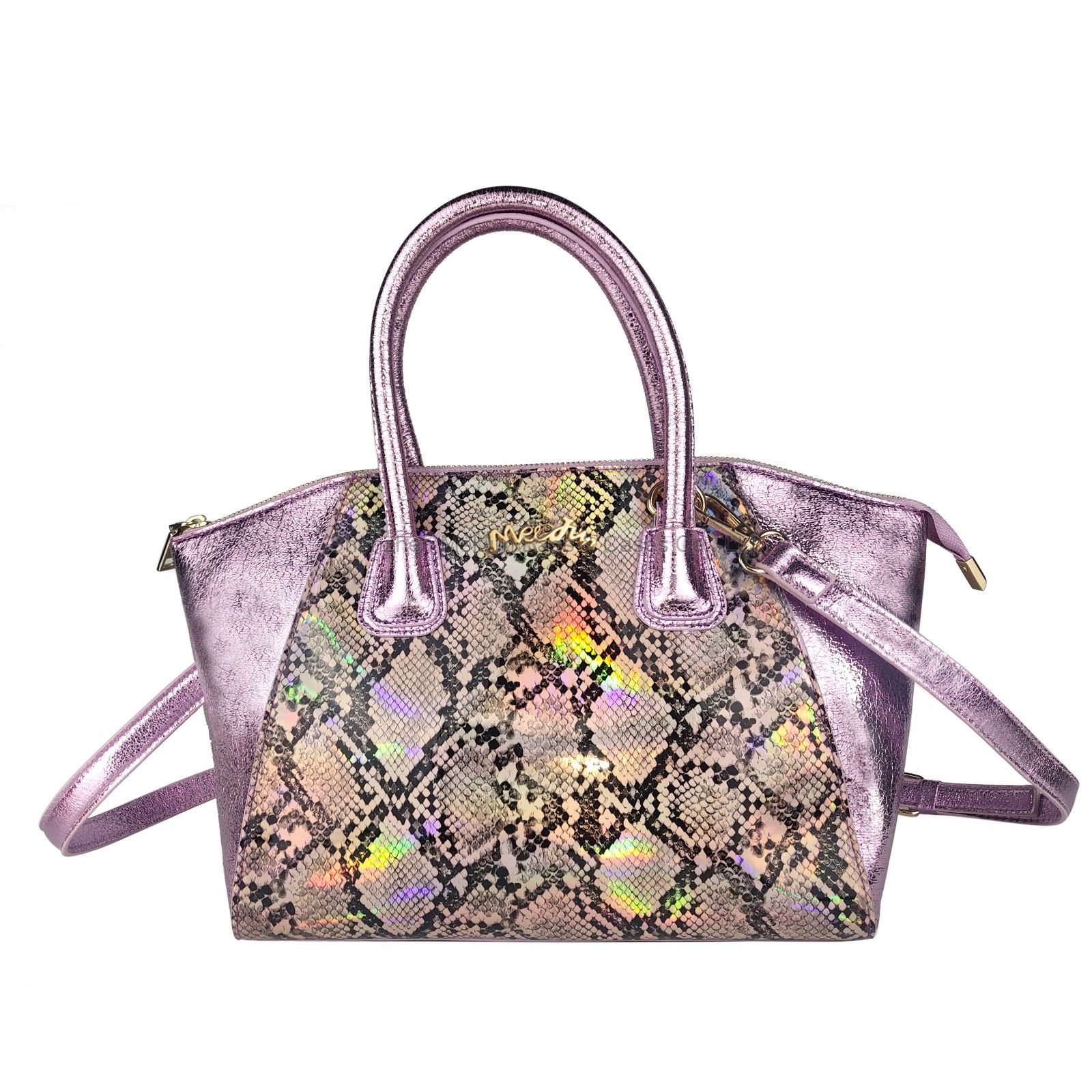 Women's Fashion can hand B/L shoulder oblique mirror PU magic color snake print bag for women