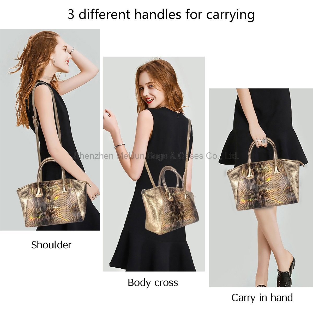 Women's Fashion can hand B/L shoulder oblique mirror PU magic color snake print bag for women