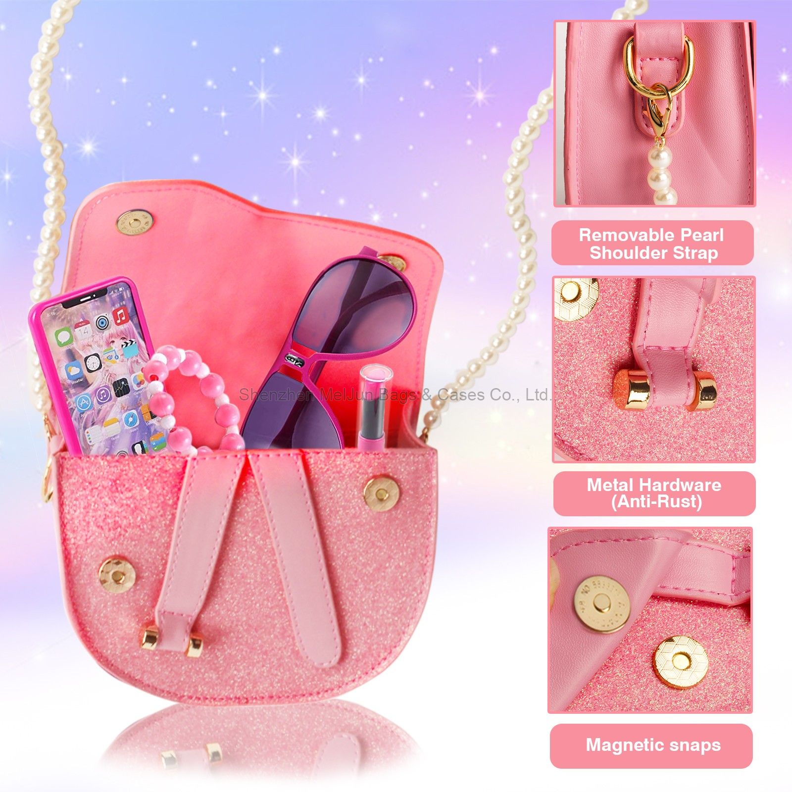 High quality Glitter Girl's Fashion Single shoulder straddle bag