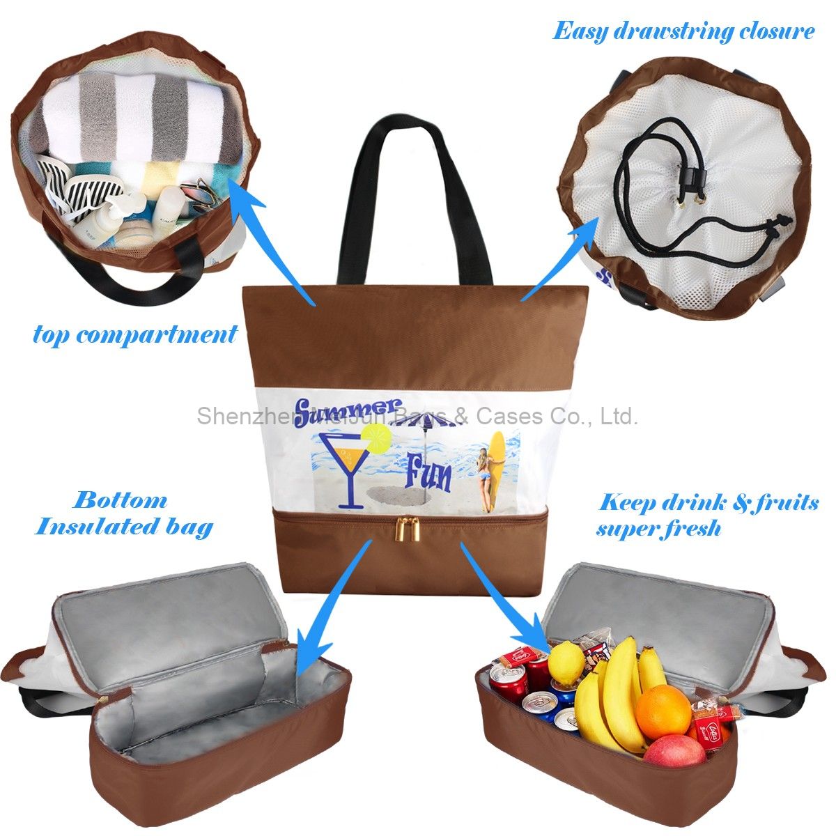 Summer Fine's new nylon waterproof beach bag Swimming bag Carry-on shopping bag