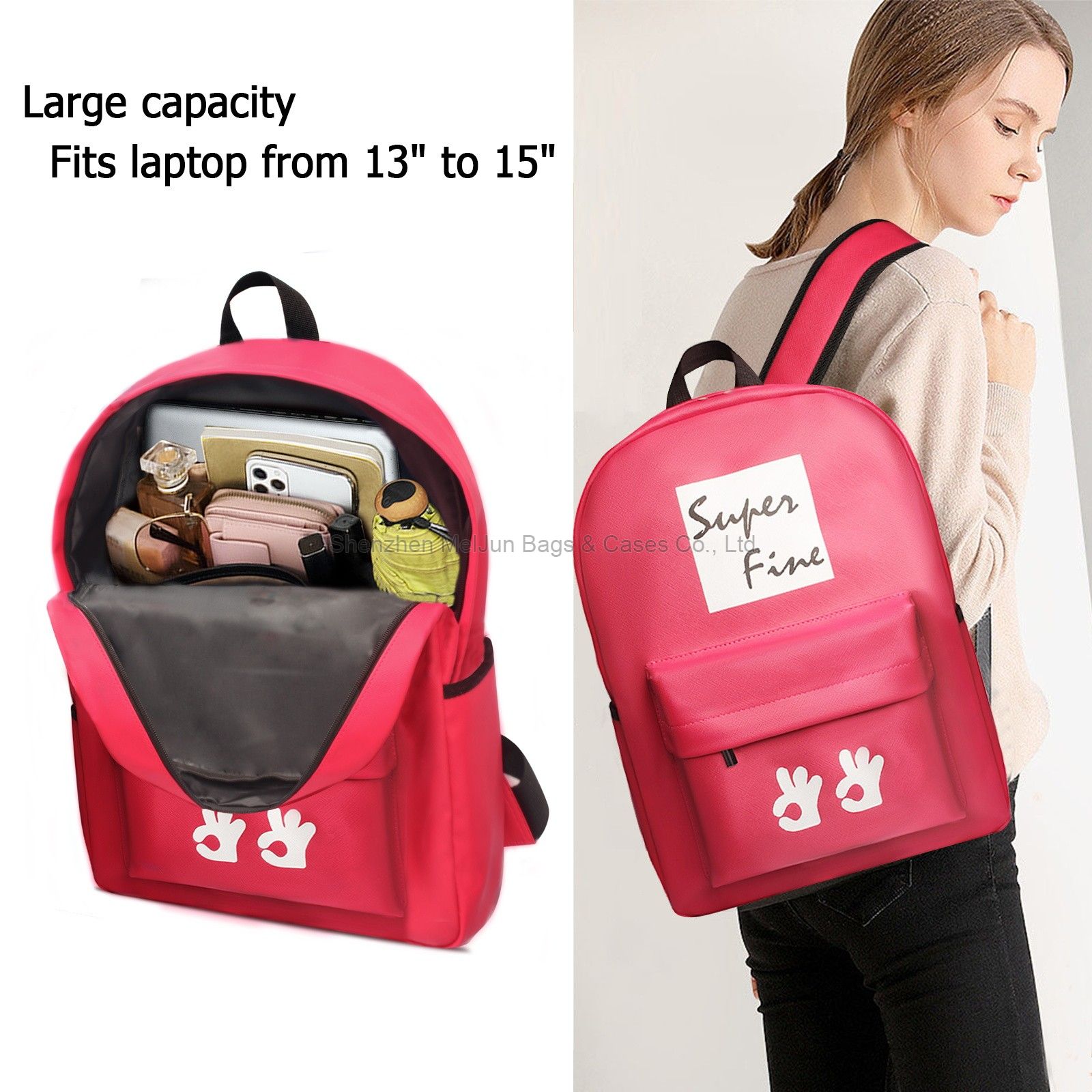 Super Fine Fashion Urban Portable waterproof PU Portable Casual Student Backpack