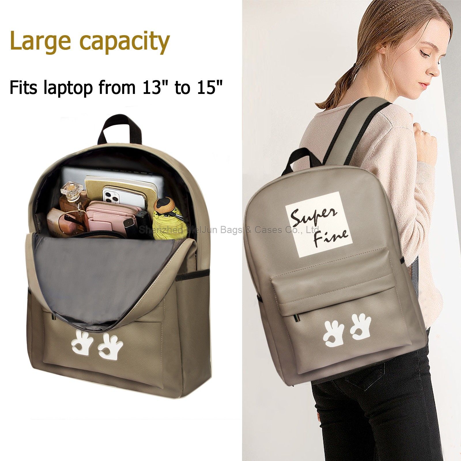 Super Fine Fashion Urban Portable waterproof PU Portable Casual Student Backpack