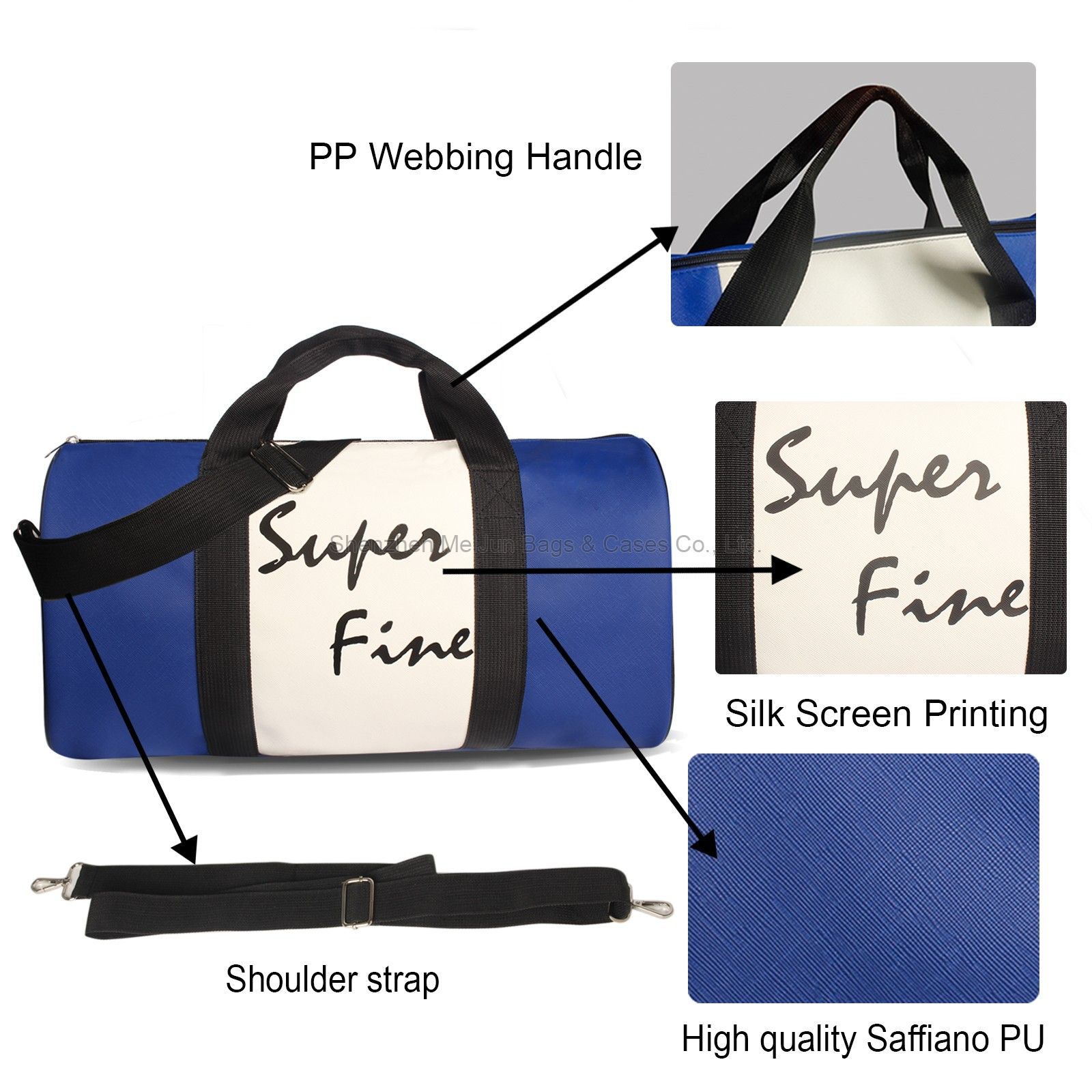 Super Fine Fashion Urban portable Crossbody waterproof PU Gym bag Sports bag