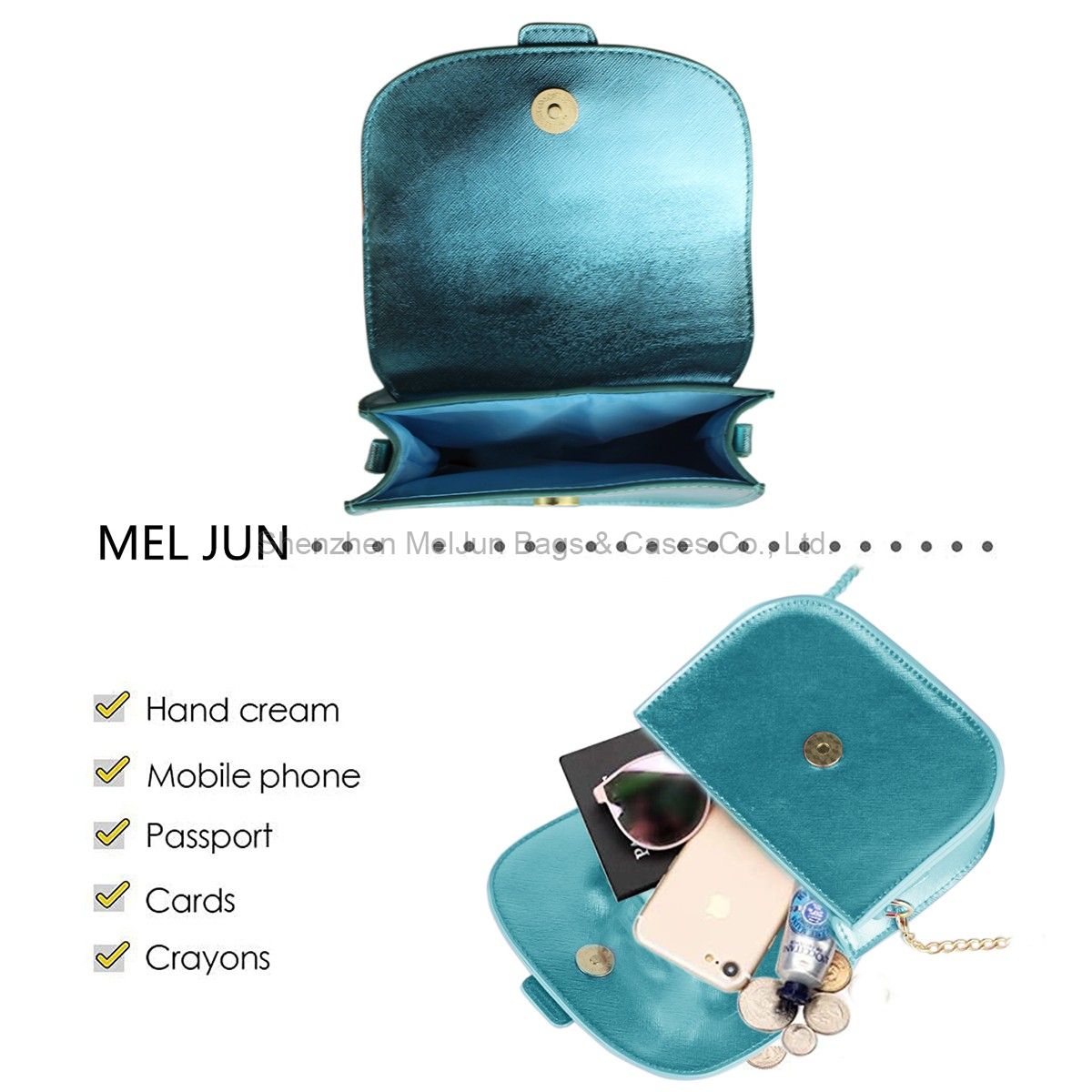 New fashion waterproof PU Magic color children girls hand bill shoulder crossbody bag diagonal span