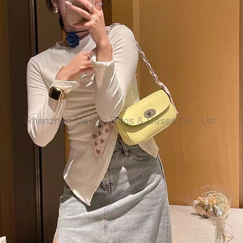 MEL JUN Premium Genuine leather small square Bag 2024 new fashion chain commuter single shoulder crossbody niche mini mobile phone bag women's bag